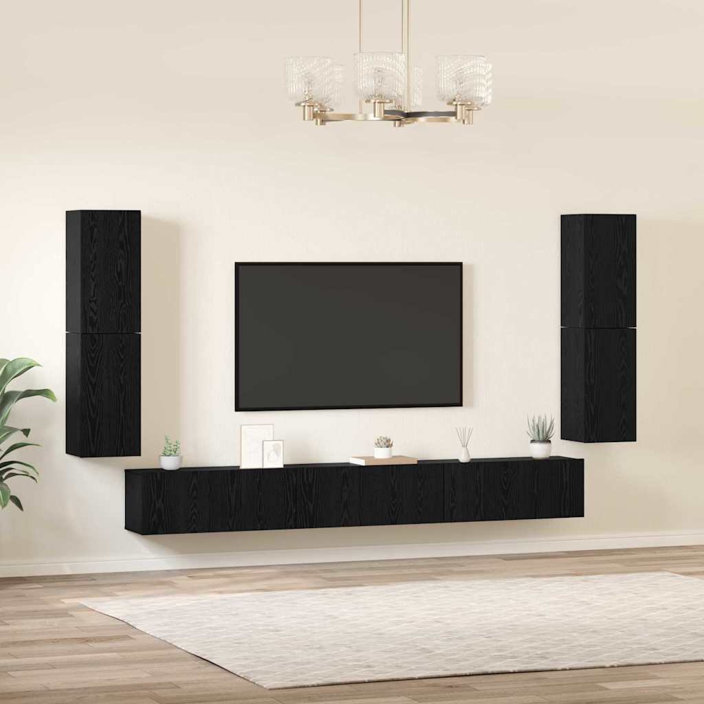 TV-Möbel-Set 5 pcs Schwarze Eiche Holzwerkstoff