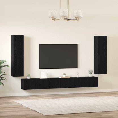 TV-Möbel-Set 5 pcs Schwarze Eiche Holzwerkstoff