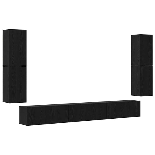 TV-Möbel-Set 5 pcs Schwarze Eiche Holzwerkstoff