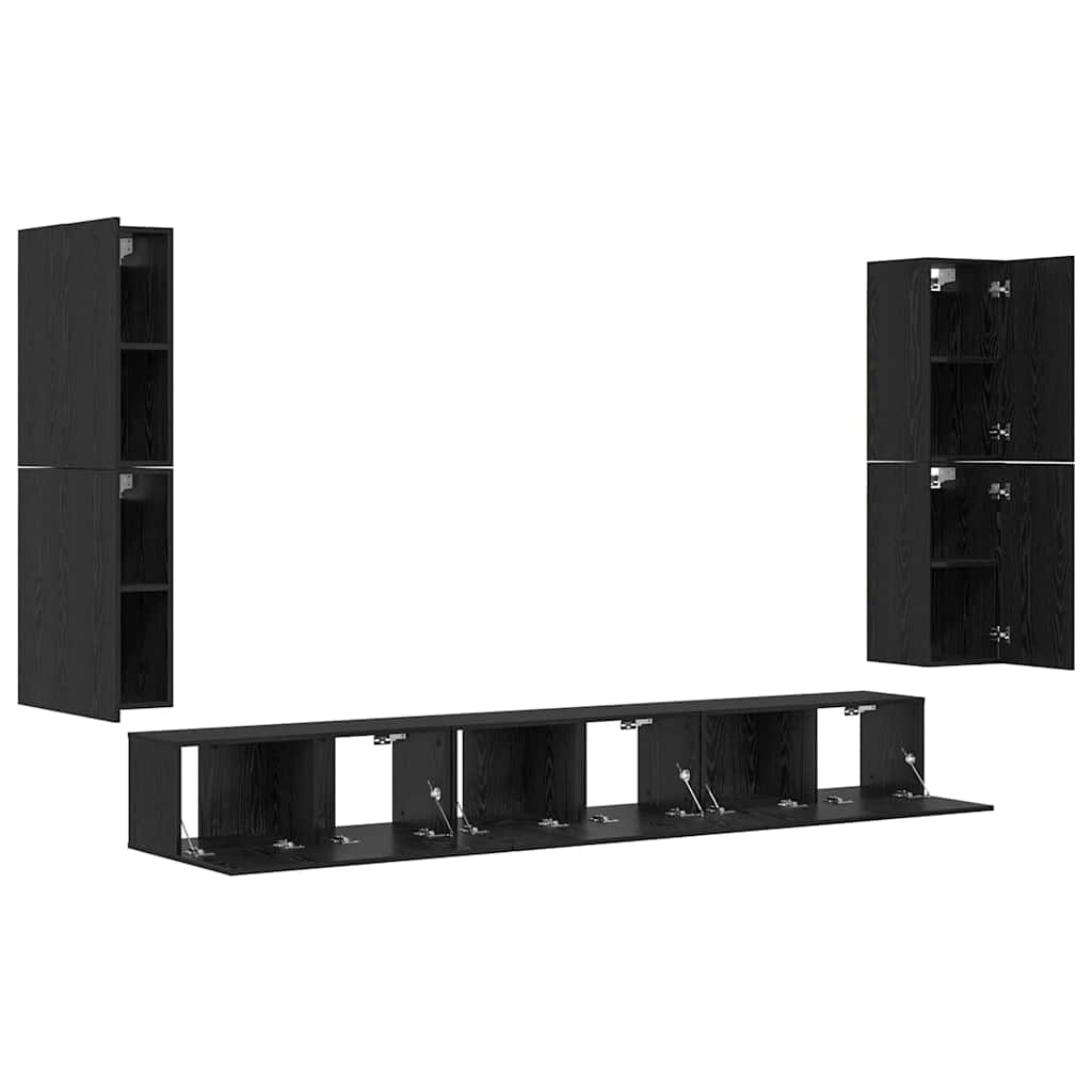 TV-Möbel-Set 5 pcs Schwarze Eiche Holzwerkstoff
