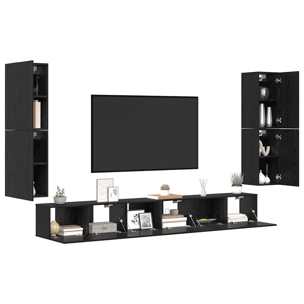 TV-Möbel-Set 5 pcs Schwarze Eiche Holzwerkstoff