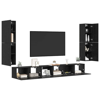 TV-Möbel-Set 5 pcs Schwarze Eiche Holzwerkstoff
