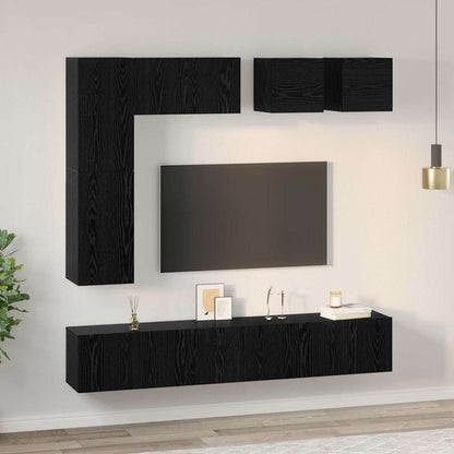 TV-Möbel-Set 8 pcs Schwarze Eiche Holzwerkstoff