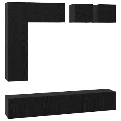 TV-Möbel-Set 8 pcs Schwarze Eiche Holzwerkstoff