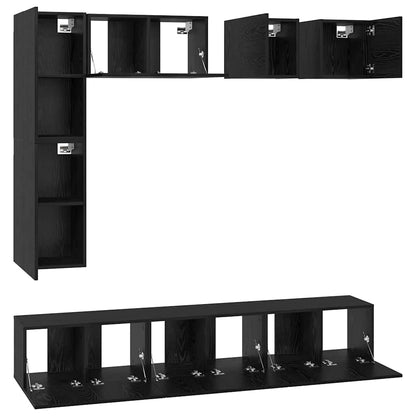 TV-Möbel-Set 8 pcs Schwarze Eiche Holzwerkstoff