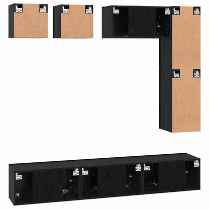 TV-Möbel-Set 8 pcs Schwarze Eiche Holzwerkstoff