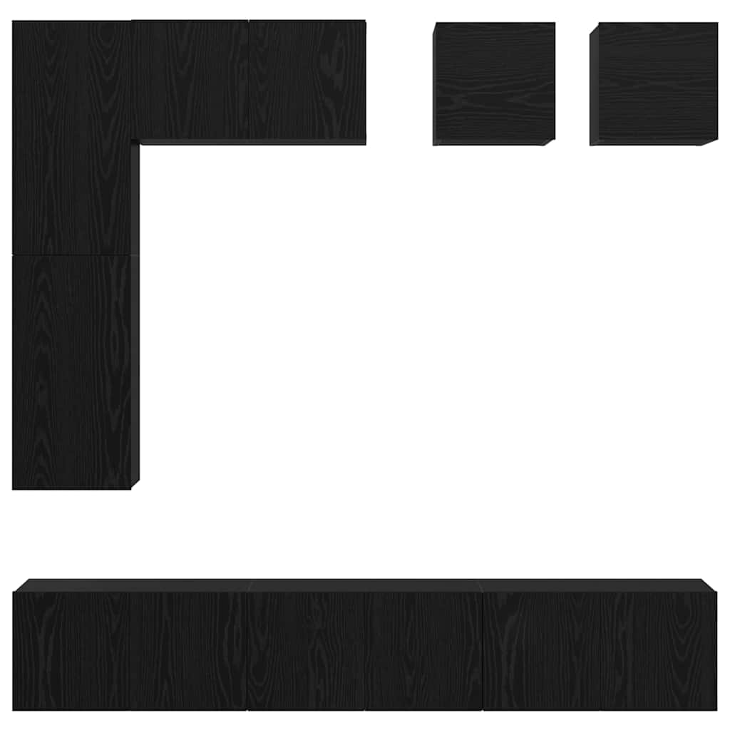 TV-Möbel-Set 8 pcs Schwarze Eiche Holzwerkstoff