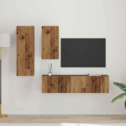 TV-Möbel-Set 4 pcs Altholz 30,5 x 30 x 90 cm Holzwerkstoff