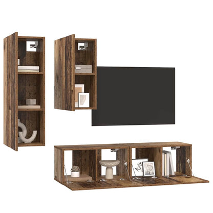 TV-Möbel-Set 4 pcs Altholz 30,5 x 30 x 90 cm Holzwerkstoff