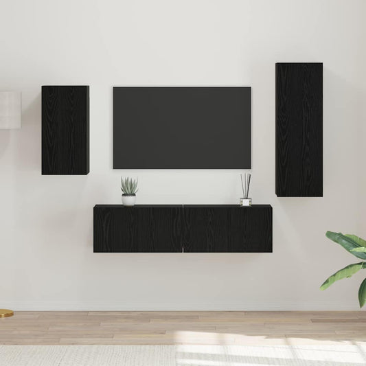 TV-Möbel-Set 4 pcs Schwarze Eiche 30,5 x 30 x 90 cm
