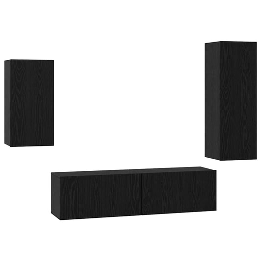 TV-Möbel-Set 4 pcs Schwarze Eiche 30,5 x 30 x 90 cm