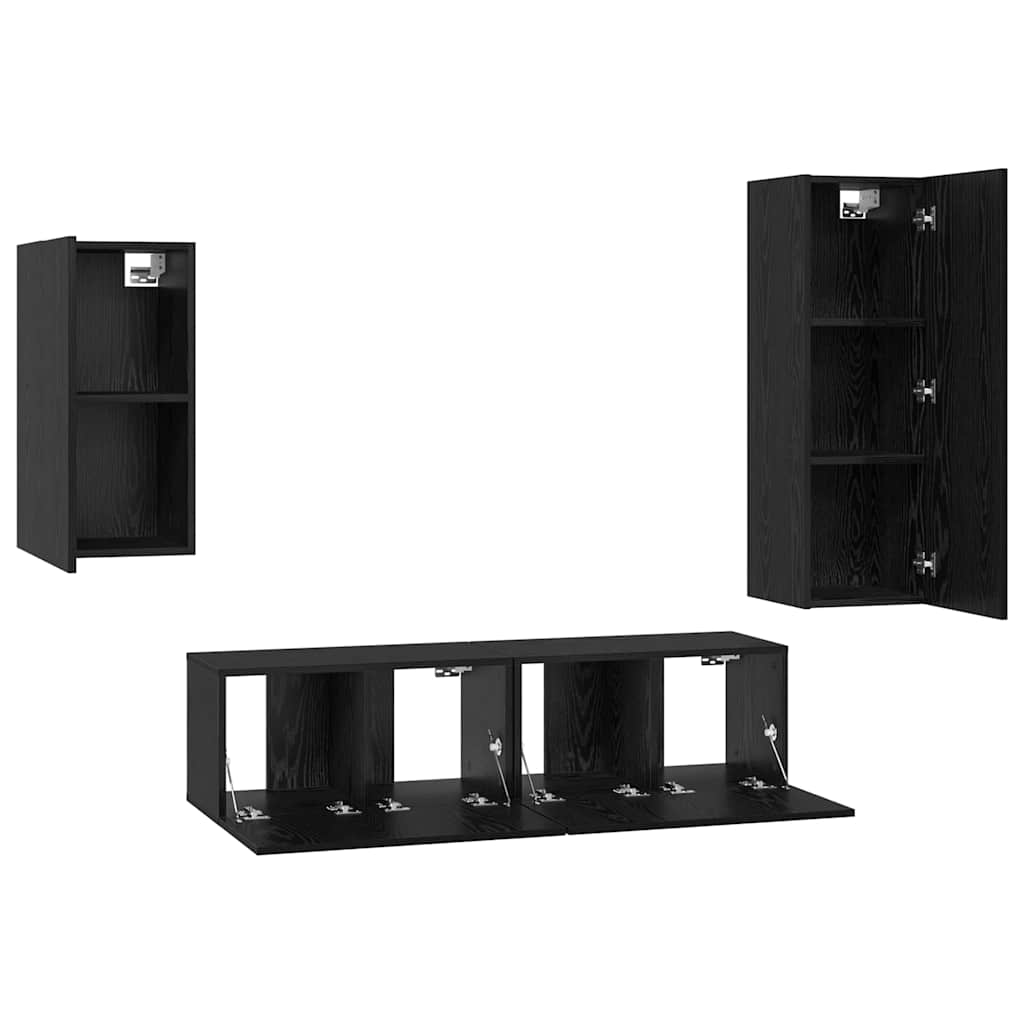 TV-Möbel-Set 4 pcs Schwarze Eiche 30,5 x 30 x 90 cm