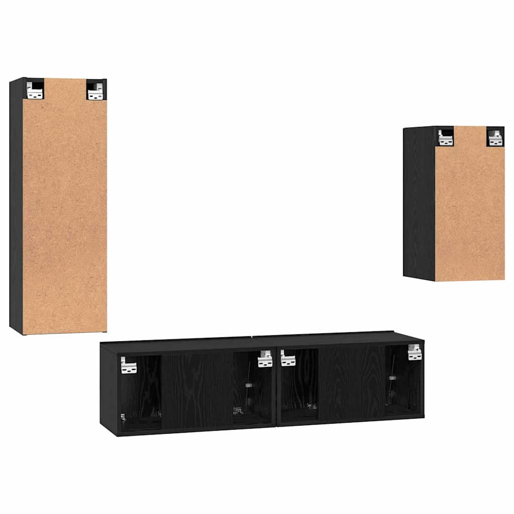 TV-Möbel-Set 4 pcs Schwarze Eiche 30,5 x 30 x 90 cm