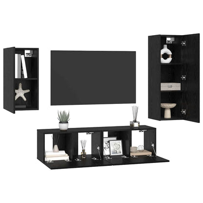 TV-Möbel-Set 4 pcs Schwarze Eiche 30,5 x 30 x 90 cm