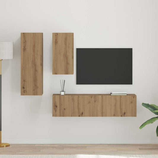 TV-Möbel-Set 4 pcs Eiche handwerklich 30,5 x 30 x 90 cm