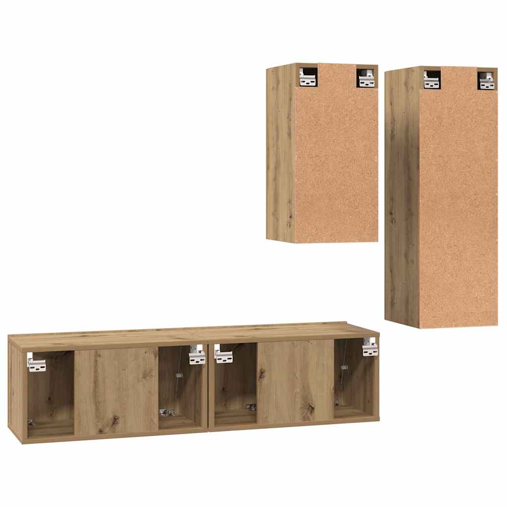 TV-Möbel-Set 4 pcs Eiche handwerklich 30,5 x 30 x 90 cm