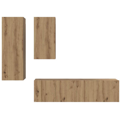 TV-Möbel-Set 4 pcs Eiche handwerklich 30,5 x 30 x 90 cm