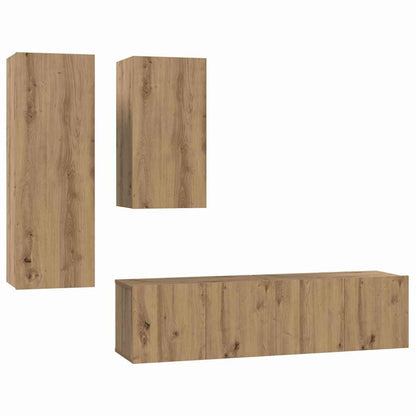 TV-Möbel-Set 4 pcs Eiche handwerklich 30,5 x 30 x 90 cm