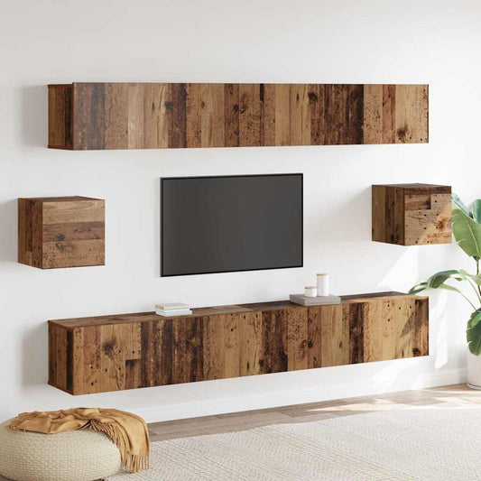 6-teiliges TV Schrank Set Altholz Ingenieuroh