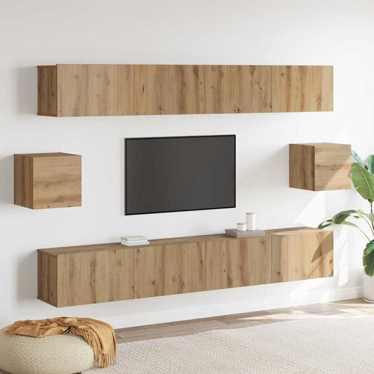 6-teiliges TV-Cabinet Set Artisan-Eiche Engineered Wood