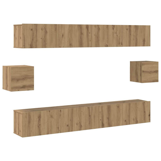 6-teiliges TV-Cabinet Set Artisan-Eiche Engineered Wood