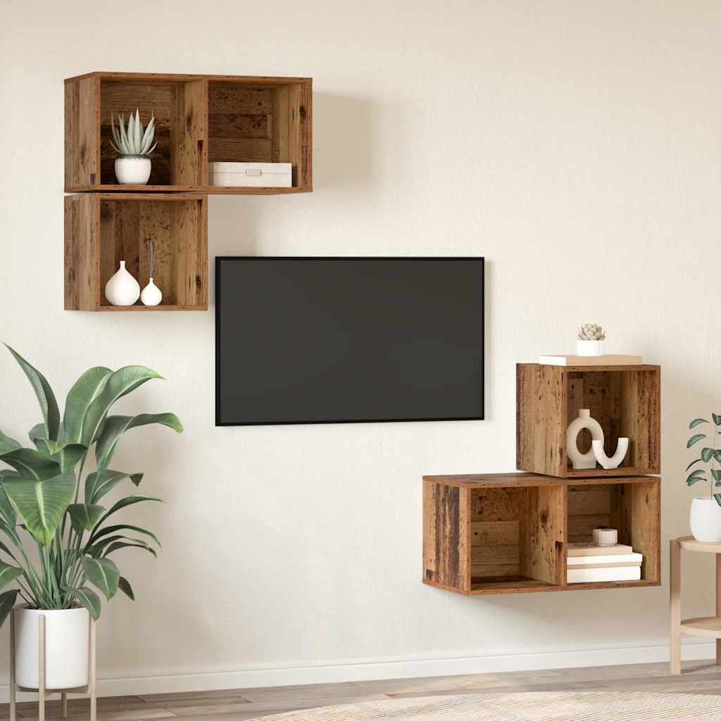 TV-Möbel-Set 4 pcs Altholz 37 x 37 x 72 cm Holzwerkstoff