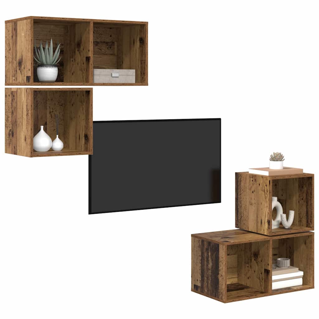 TV-Möbel-Set 4 pcs Altholz 37 x 37 x 72 cm Holzwerkstoff
