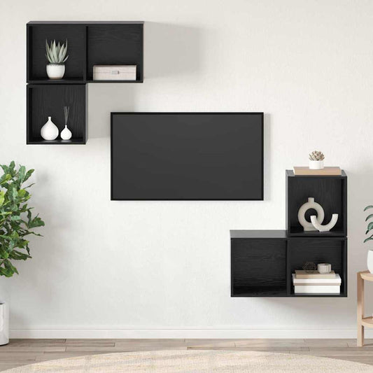 TV-Möbel-Set 4 pcs Schwarze Eiche 37 x 37 x 72 cm Holzwerkstoff