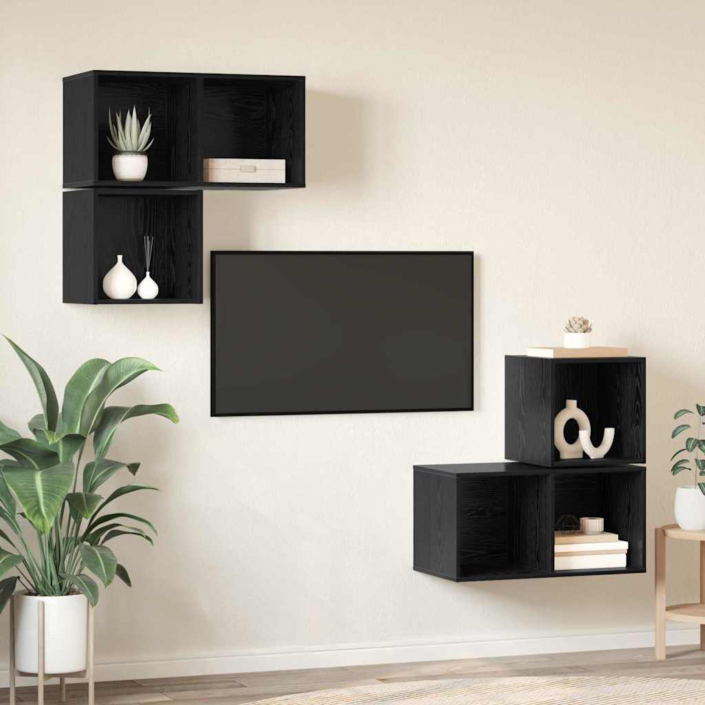 TV-Möbel-Set 4 pcs Schwarze Eiche 37 x 37 x 72 cm Holzwerkstoff
