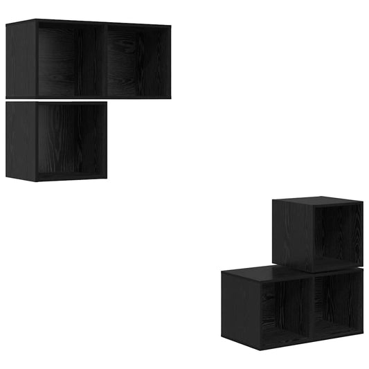 TV-Möbel-Set 4 pcs Schwarze Eiche 37 x 37 x 72 cm Holzwerkstoff