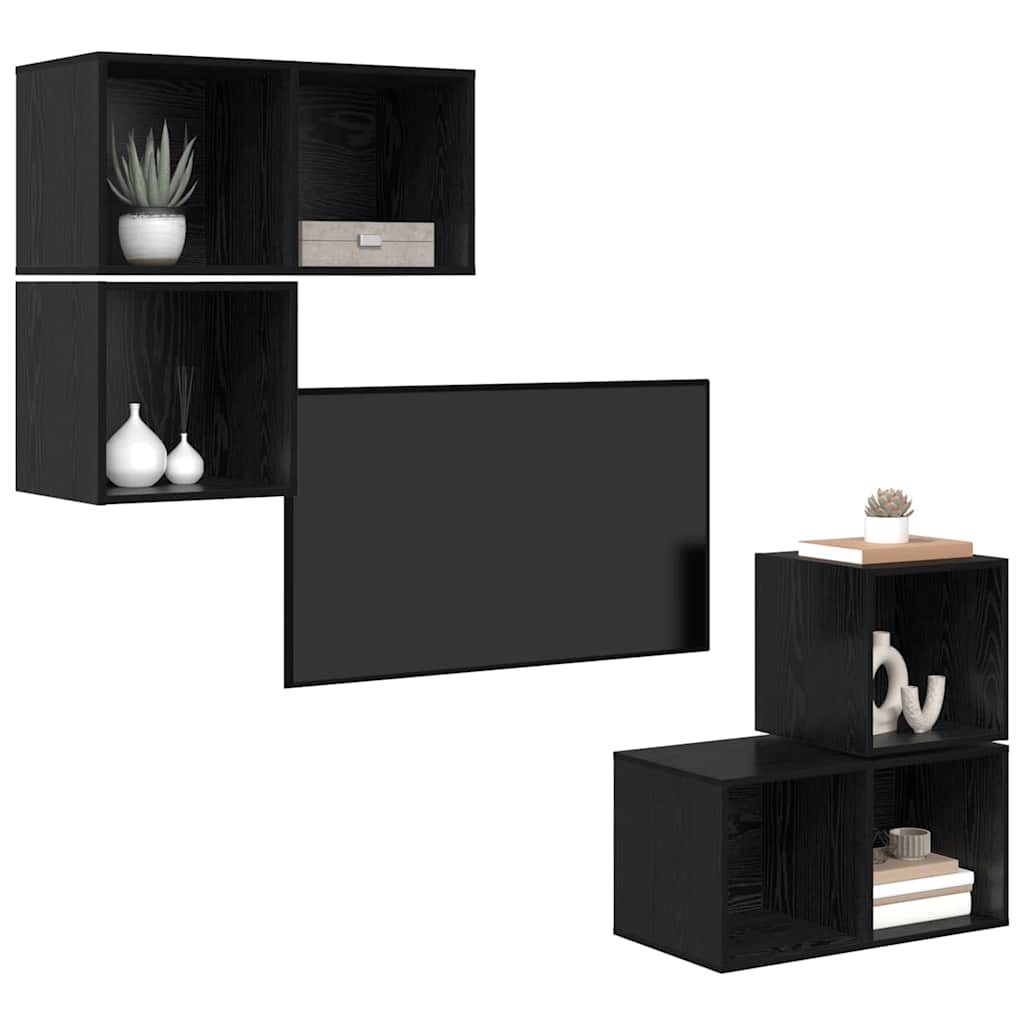 TV-Möbel-Set 4 pcs Schwarze Eiche 37 x 37 x 72 cm Holzwerkstoff