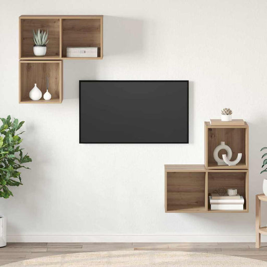 TV-Möbel-Set 4 pcs Eiche handwerklich 37 x 37 x 72 cm