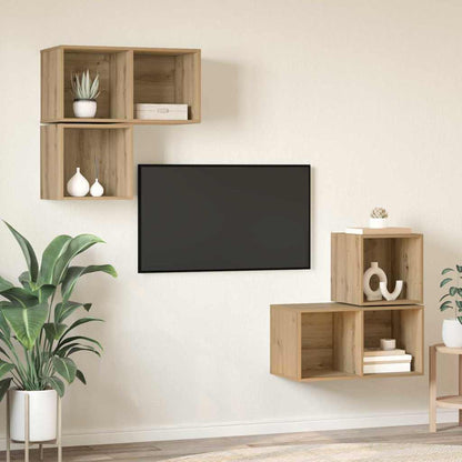 TV-Möbel-Set 4 pcs Eiche handwerklich 37 x 37 x 72 cm