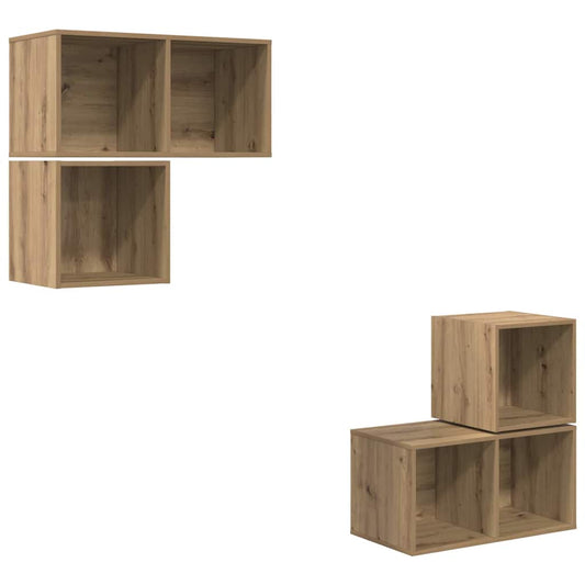 TV-Möbel-Set 4 pcs Eiche handwerklich 37 x 37 x 72 cm