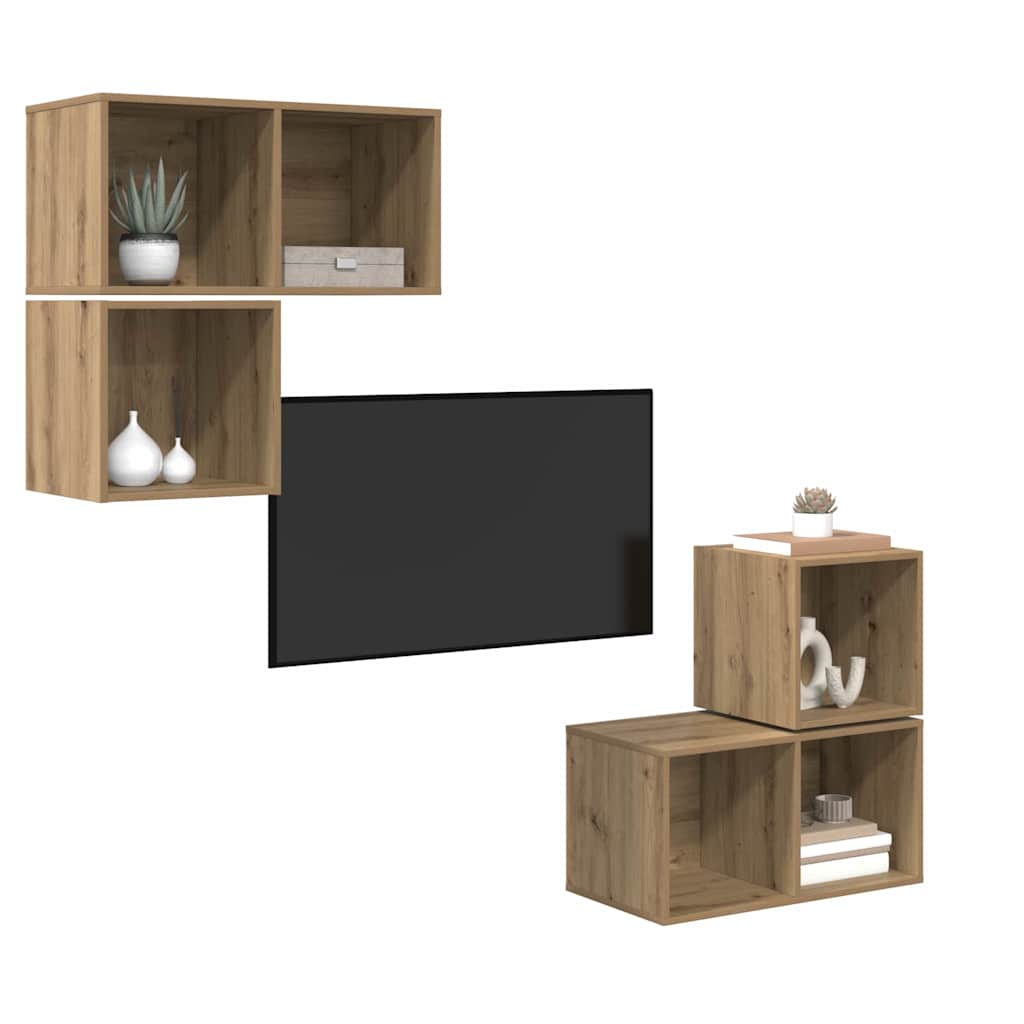 TV-Möbel-Set 4 pcs Eiche handwerklich 37 x 37 x 72 cm