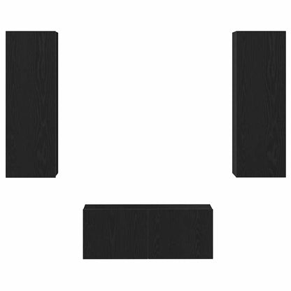 3-teiliges TV-Schrank Set Wandmontage Schwarze Eiche Holzwerkstoff