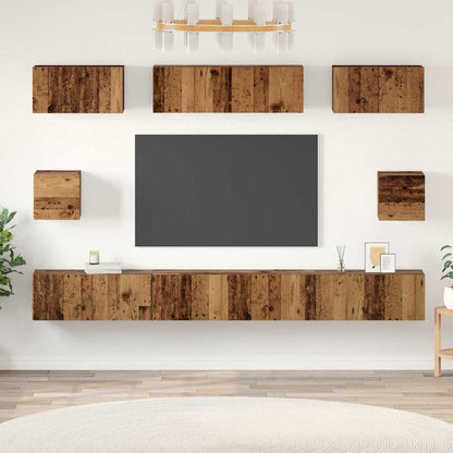 TV-Schrank Set Wandmontiert 8 pcs Altholz Holzwerkstoff
