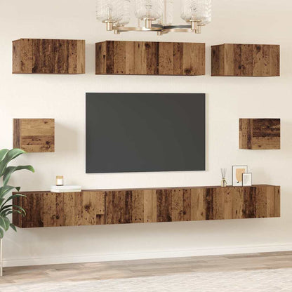 TV-Schrank Set Wandmontiert 8 pcs Altholz Holzwerkstoff