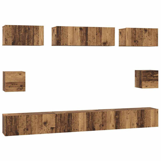 TV-Schrank Set Wandmontiert 8 pcs Altholz Holzwerkstoff