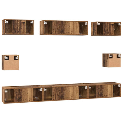 TV-Schrank Set Wandmontiert 8 pcs Altholz Holzwerkstoff