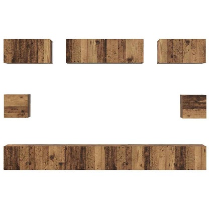 TV-Schrank Set Wandmontiert 8 pcs Altholz Holzwerkstoff