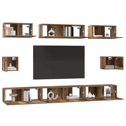 TV-Schrank Set Wandmontiert 8 pcs Altholz Holzwerkstoff