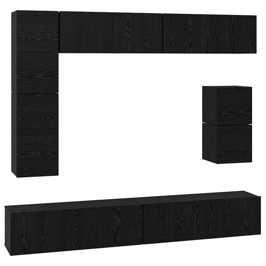 TV-Möbel-Set Wandmontiert 8 pcs Schwarze Eiche Holzwerkstoff