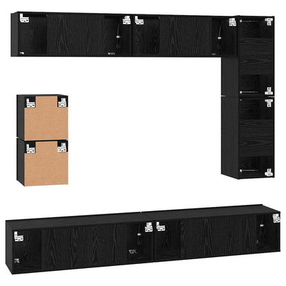 TV-Möbel-Set Wandmontiert 8 pcs Schwarze Eiche Holzwerkstoff