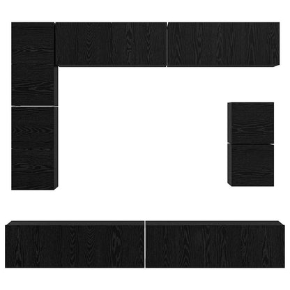 TV-Möbel-Set Wandmontiert 8 pcs Schwarze Eiche Holzwerkstoff