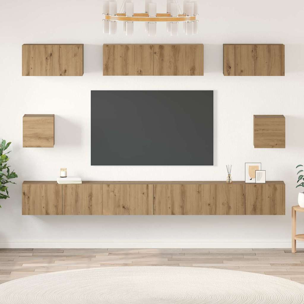 TV-Schrank Set 8 pcs Eiche handwerklich Holzwerkstoff