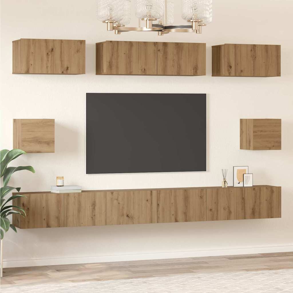 TV-Schrank Set 8 pcs Eiche handwerklich Holzwerkstoff