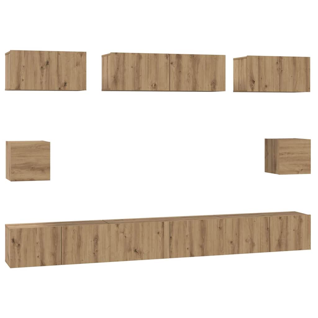 TV-Schrank Set 8 pcs Eiche handwerklich Holzwerkstoff