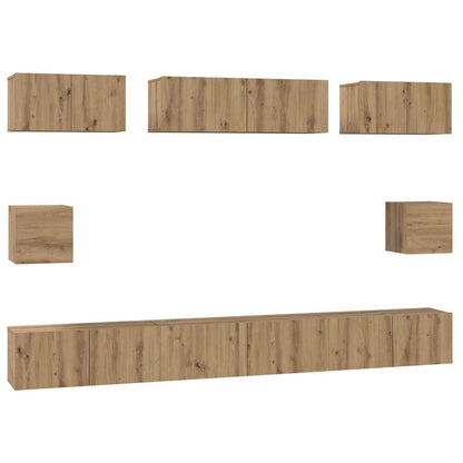 TV-Schrank Set 8 pcs Eiche handwerklich Holzwerkstoff