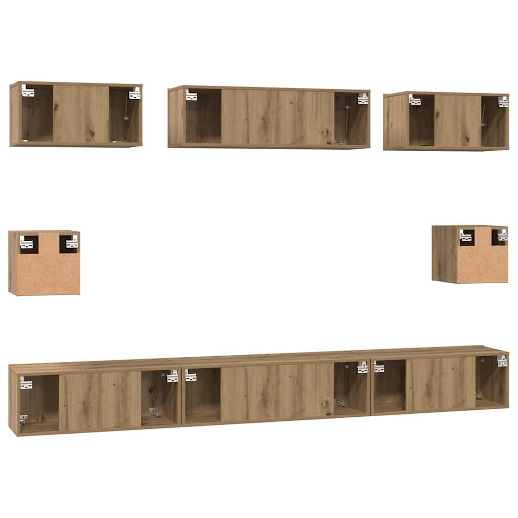 TV-Schrank Set 8 pcs Eiche handwerklich Holzwerkstoff